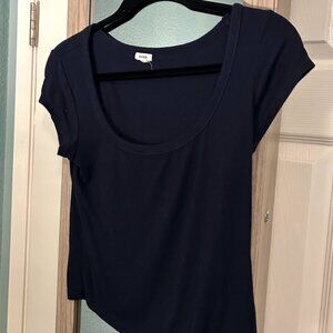Navy Garage Scoop Neck Tee